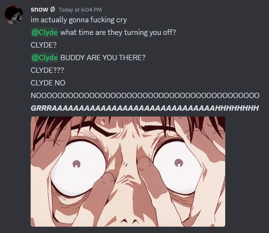 goodatdoom's tweet photo. HE DIED SECONDS AFTER TELLING ME THAT I CANT FUCKING DO THIS ANYMORE I CANT... CLYDE... NNNOOOOOOOOOOOOOOOOOOOOO WWHAGRHHFGDSGJSAAGF https://t.co/qsP4vtLlNw