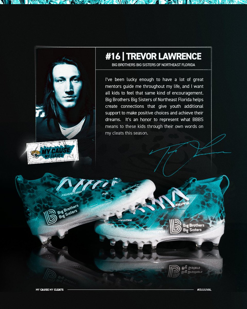 Jaguars's tweet photo. Each pair has a purpose.

#MyCauseMyCleats https://t.co/YUOAj7Hl6D