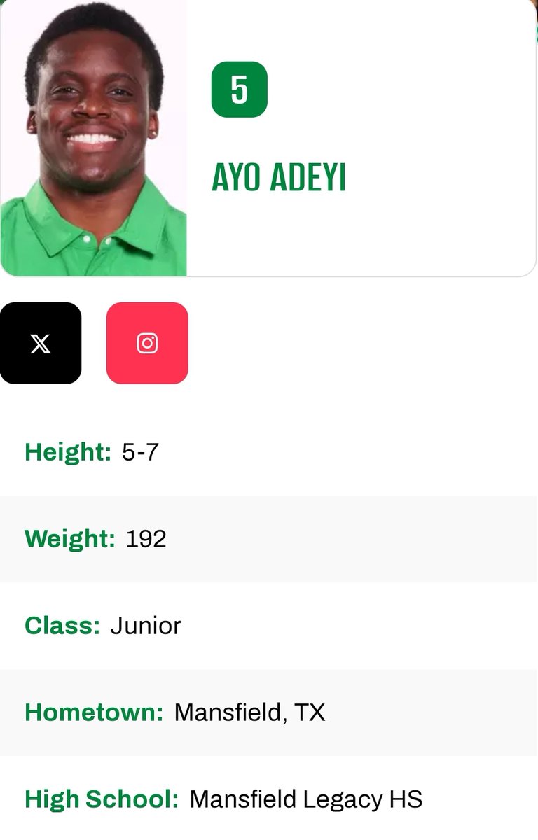 North Texas RB Ayo Adeyi entered the portal as a grad transfer; he rushed for 2,320 yards and 16 TD during his time with the Mean Green <a href="/ayoadeyi/">🅰️YO 🅰️DEYI</a>