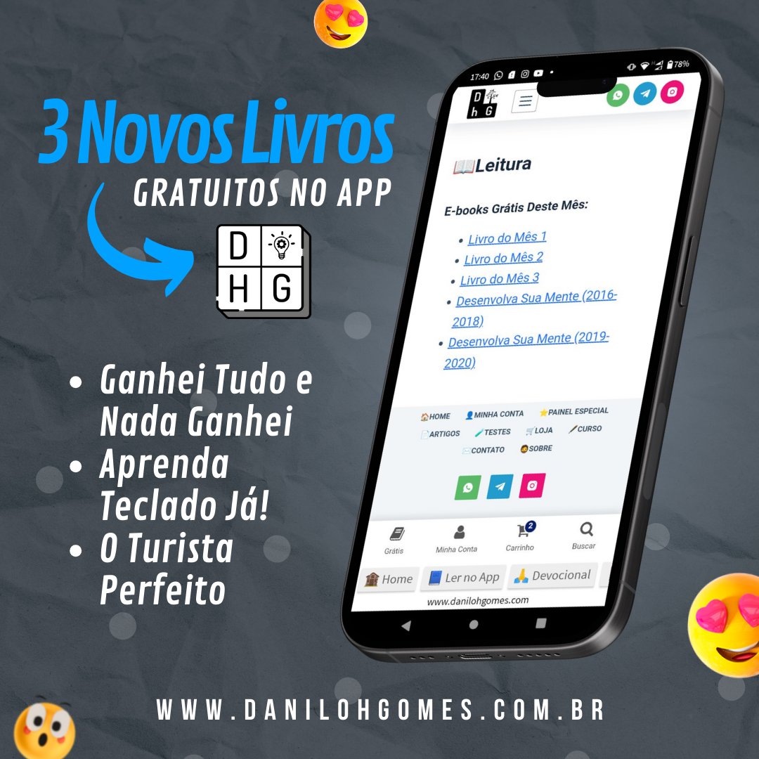 DaniloHGomes's tweet photo. 3 novos livros estão disponíveis para leitura gratuitamente SOMENTE no aplicativo Danilo H. Gomes.

Você poderá ler as obras dentro do aplicativo onde e quando quiser. Aproveite! Os livros são trocados todos os meses.

Download do aplicativo: https://t.co/33xEnpWi80 https://t.co/vC3wAChJ9b