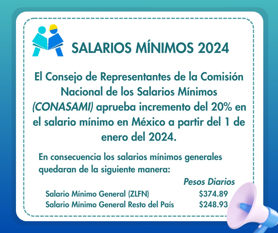 GMcapacitacion1's tweet image. 📢 El consejo de Representantes de la #Conasami ha anunciado el aumento del salario mínimo en México a partir del 2024.

#SalariosMinimos #contadores #Contrubuyente #recursoshumanos #México2024 #NoticiasdeHoy