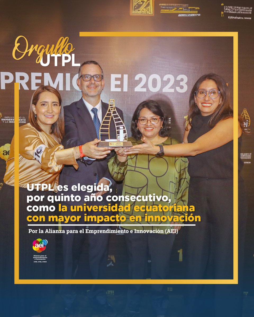 utpl's tweet photo. #OrgulloUTPL 👏

Un año más, la Universidad Técnica Particular de #Loja es la "Institución Académica con mayor impacto en #innovación" del país. 🇪🇨💡🚀

Este reconocimiento, otorgado por la @aeiecuador,  nos impulsa a redoblar nuestros esfuerzos como agentes de cambio para la construcción de un futuro emprendedor, sostenible e innovador. 🙌

ℹ️ https://t.co/1RFzJB4nGC

#PremiosEi2023