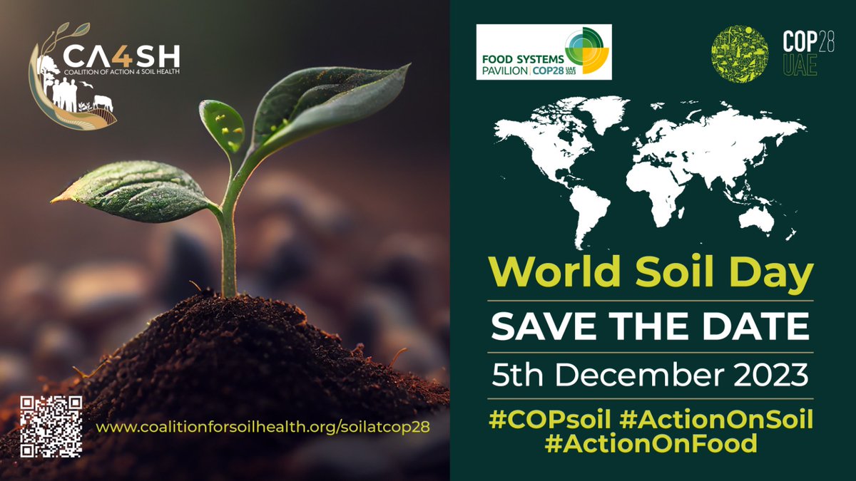 Join us in celebrating #WorldSoilDay on December 5th at #COP28, where we'll bring together experts from around the globe to discuss the importance of #healthysoil for climate change adaptation and mitigation.

↪️ bit.ly/3SkhLMv

#Trees4Resilience #COPSoil