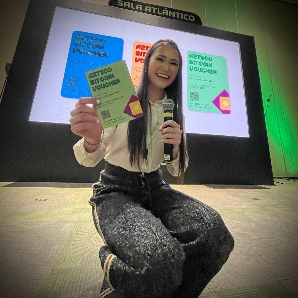 Azteco_'s tweet photo. Tania Lea bringing a little bit of Azteco magic this week to Costa Rica Tech Kölbi 2023 in San José.

#azteco #bitcoin #vouchers 

#CRTK2023 #costarica https://t.co/CvEGVRezpm