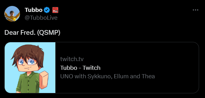 Dear Fred. (QSMP) - tubbo on Twitch