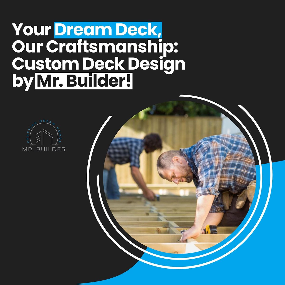 MrBuilder_ca's tweet image. Unveil the potential of your outdoor space with Mr. Builder's expertise in Custom Deck Design. Our team specializes in crafting unique decks tailored to your specific needs and preferences. 
.
#MrBuilder #CustomDeckDesign #OutdoorLiving #DeckGoals #CraftingDreams
