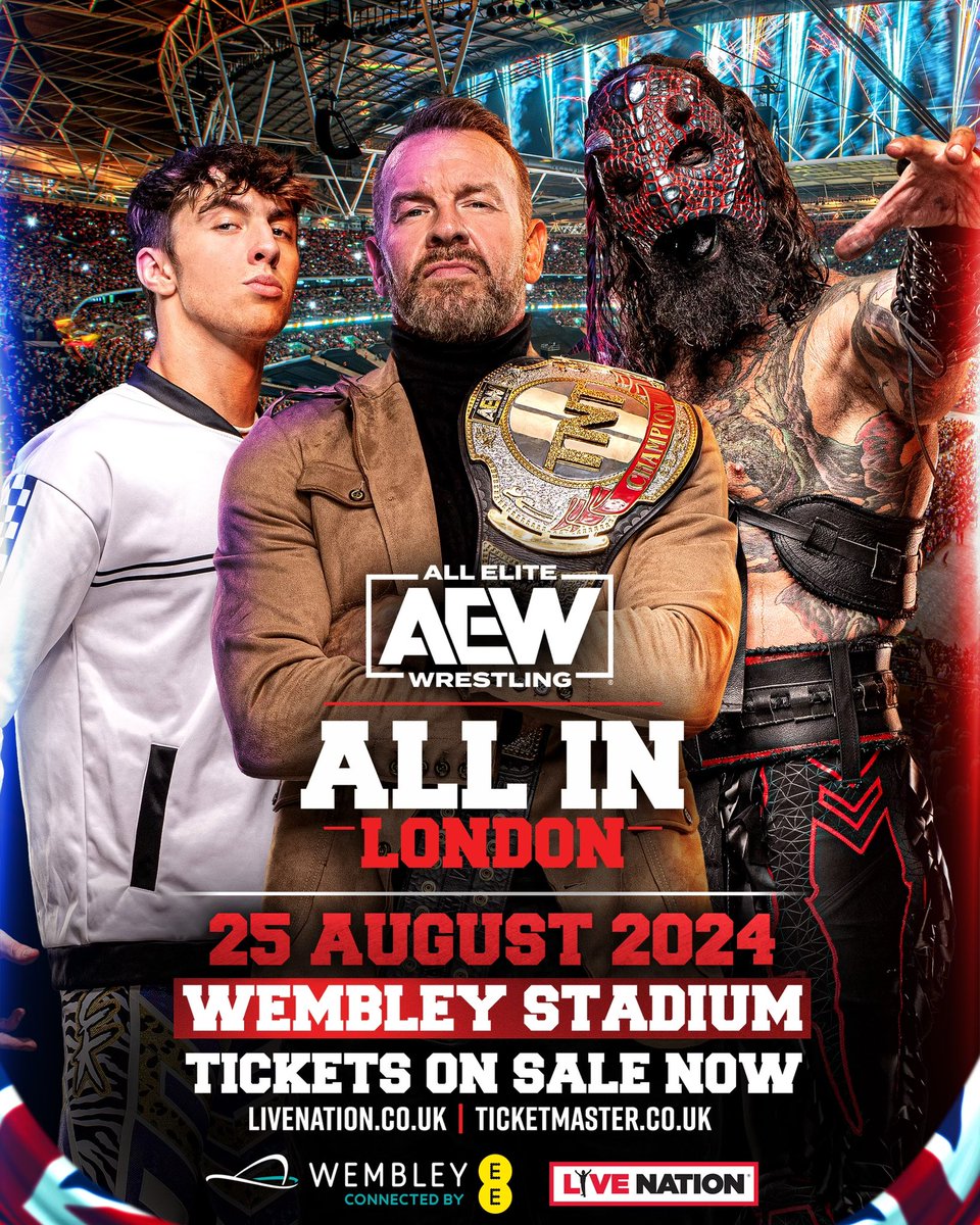 I will return to @wembleystadium the same way I arrived the previous year.. as the #TNTChamp. Witness #ThePatriarchy live when I make my triumphant return to London Sunday August 25th! #AEWAllIn Tickets are on sale now from £30! 🎟 livenation.co.uk/artist-all-eli…