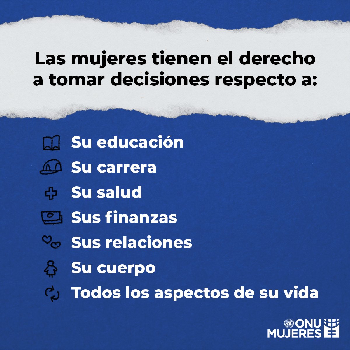 Los derechos de las mujeres son derechos humanos. No son negociables. Las mujeres y las niñas de todo el mundo merecen una vida digna y respetuosa. @ONUMujeres trabaja para promover la igualdad de género y el empoderamiento de las mujeres. unwomen.org/es