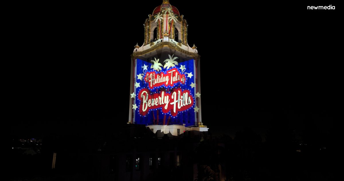 PanasonicProAV's tweet photo. Get in the holiday spirit at the Unwrap the Magic projection show in Beverly Hills! Now through Jan 1, our #projectiontech and new outdoor #PTZ cameras are helping to bring this festive delight to life thanks to NewMedia Creative Technology Studio. ๐๐ ๐ https://t.co/DGT6seDSCk https://t.co/P3Vs6tC5dO