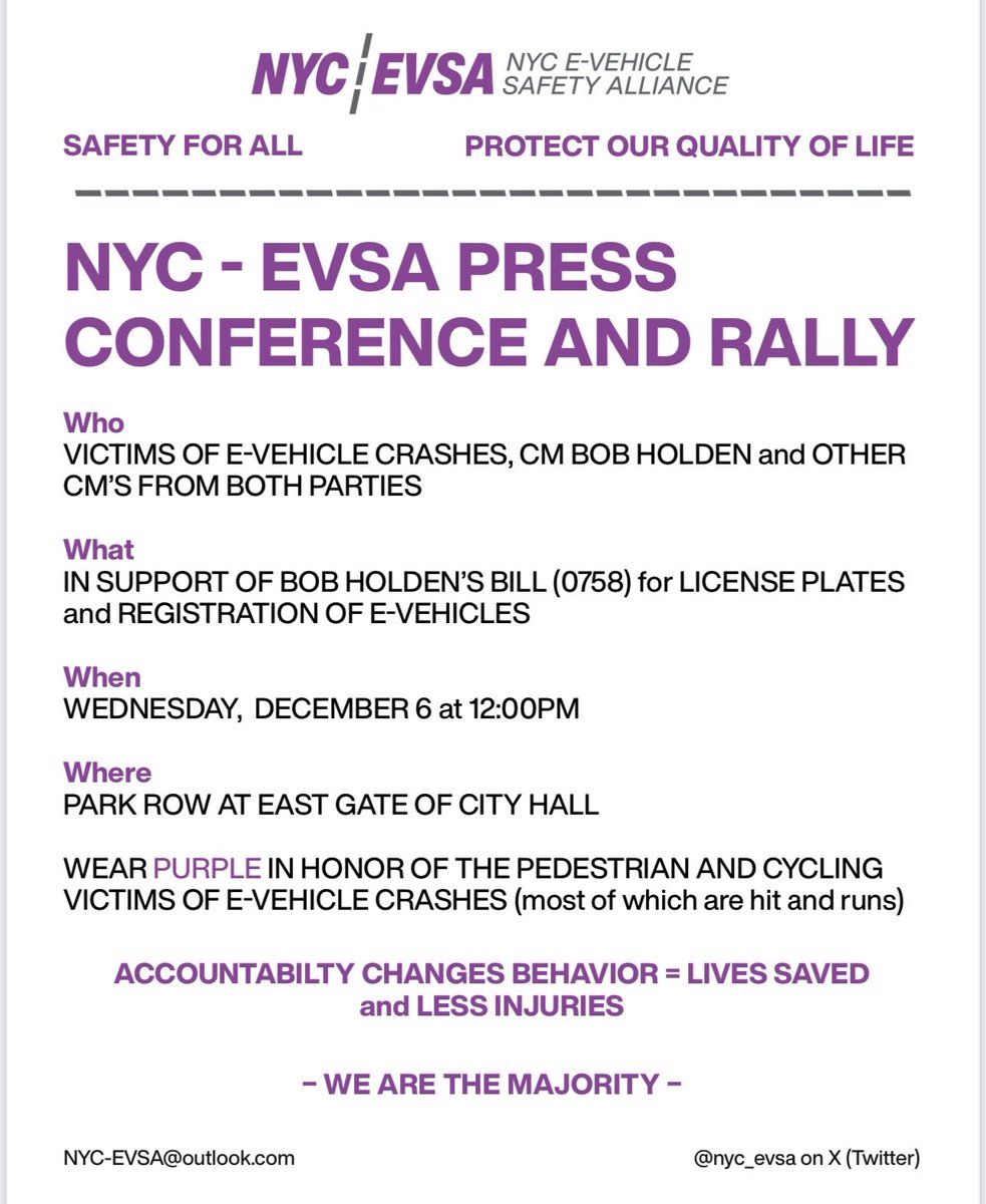 NYC E-Vehicle Safety Alliance (@nyc_evsa) / X