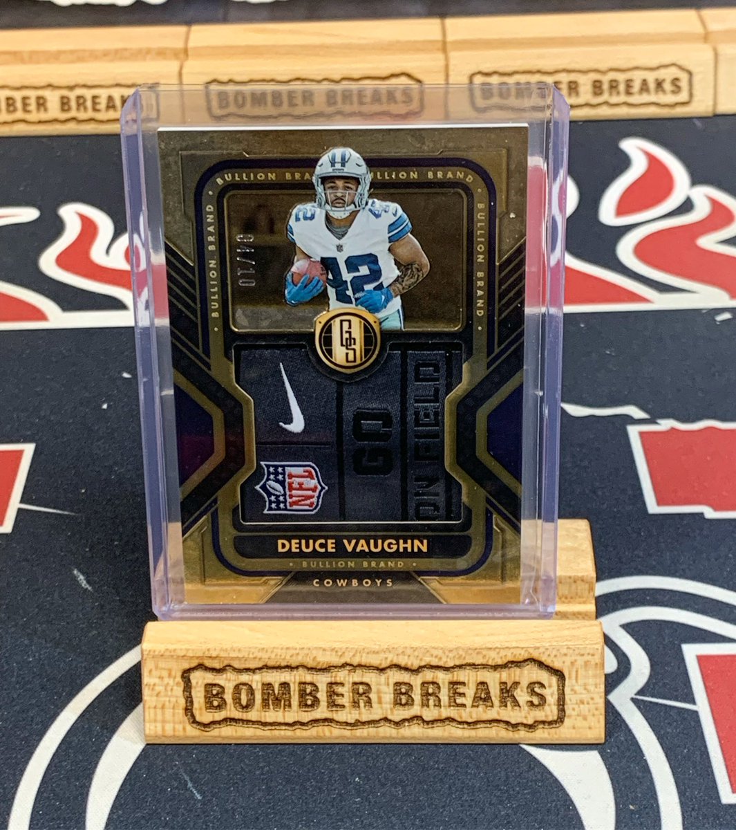 BomberBreaks's tweet photo. Deuce Vaughn /10 Bullion Brand Laundry Tag hitting last night from our @paniniamerica Gold Standard Football break!
π₯π₯ #footballcards #whodoyoucollect #nfl #dallascowboys #cowboys #thehobby #groupbreaks #boxbreaks #casebreaks #deucevaughn #laundrytag #boom #like https://t.co/iyDdj3p7f1