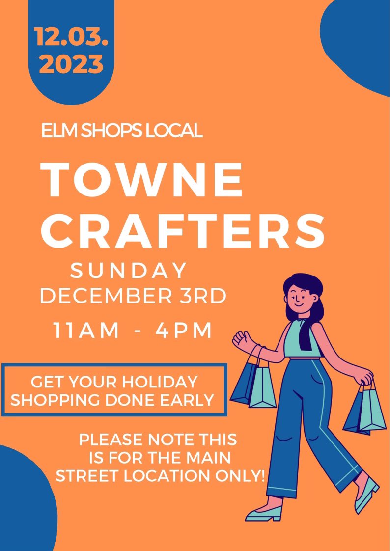 ElmStreetPAC's tweet photo. THIS Sunday 12/3 Town Crafters is donating a % of sales from Main St location to Elm Street PAC. Shop till you drop!  #shoplocal @elmwalpole https://t.co/F1HTjydAC6