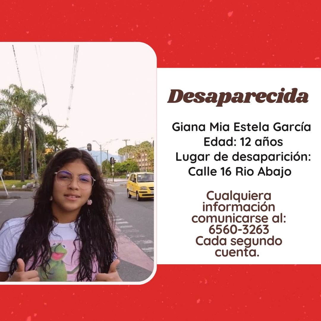 ¡Urgente! Una niña ha desaparecido en Calle 16 Río Abajo, sus familiares están desesperados.

RT