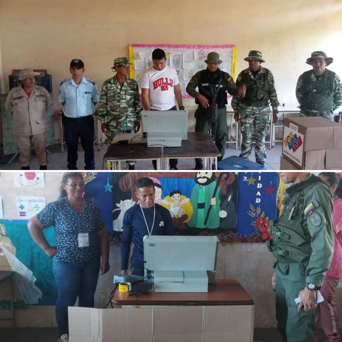 dhernandezlarez's tweet photo. Y mientras tanto luego de haber tomado el 100 % de los centros de votación se avanza en la instalación de las máquinas electorales en perfecta unión y participación protagónica en apoyo al @cneesvzla !

#RumbeaPorElEsequibo https://t.co/lf3axDwumf
