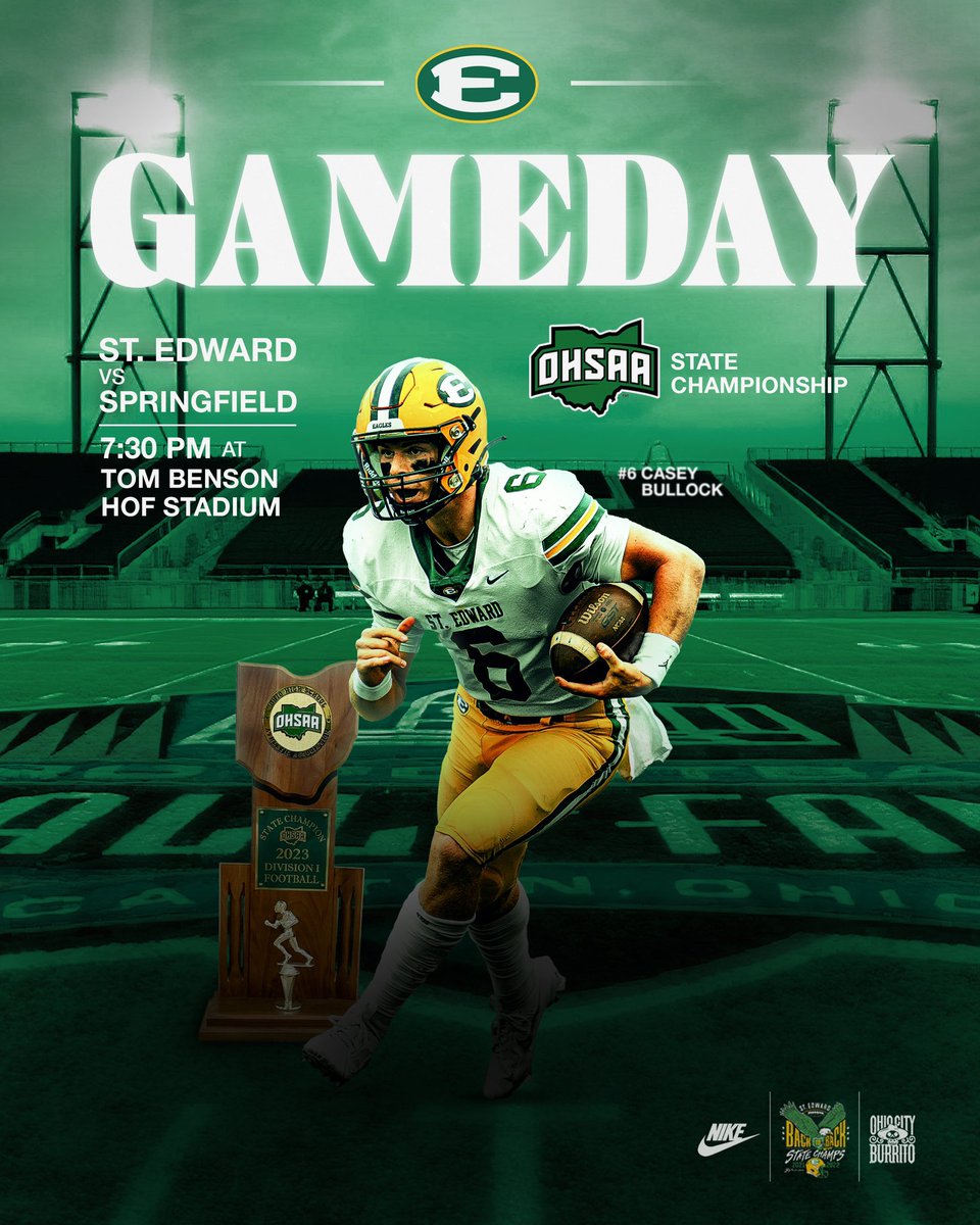 SEHS_FOOTBALL's tweet photo. ๐จWeek 16 - Game Day!!
(OHSAA Div. I State Championship)
Springfield v. #19 @SEHS_FOOTBALL
๐
Fri Dec 1st โฐ 7:30pm
๐ Tom Benson HOF Stadium
๐ https://t.co/fo6TPYWu7e
#Earn7 l #EdsUp๐ฆ
๐๐ (1/2) https://t.co/vh0eRoi7f6