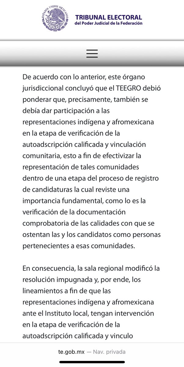 ¡Llegamos y para ejercer Derechos! No somos adorno de nadie… nuestras voces cuentan y estaré vigilantes de este proceso electoral desde la representación histórica afroamexicana en el Consejo General del IEPCGRO 

te.gob.mx/front3/bulleti…
