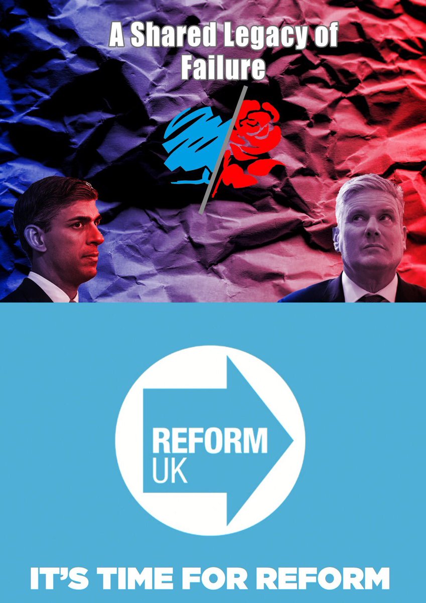 If everyone who voted Tory in 2019 votes Reform 2024 we can deny power to the Tory and Labour parties. They have not served the interest of the British people for over 20 years, from not delivering Brexit to immigration, over zealous net zero and tax. WE can change. VOTE REFORM.