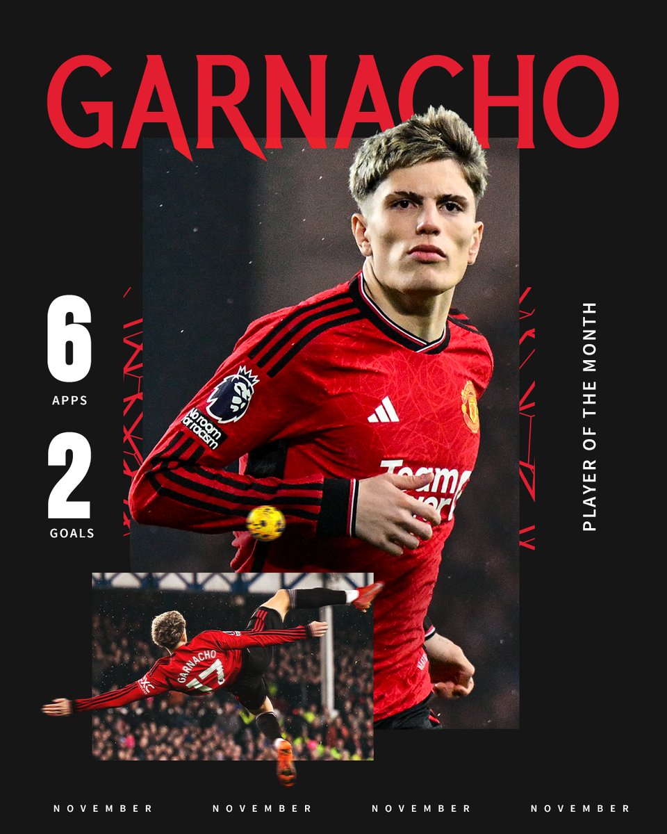 ManUtd's tweet photo. 💫 A special month for @AGarnacho7 🙌

#MUFC https://t.co/YuQXWht2H9