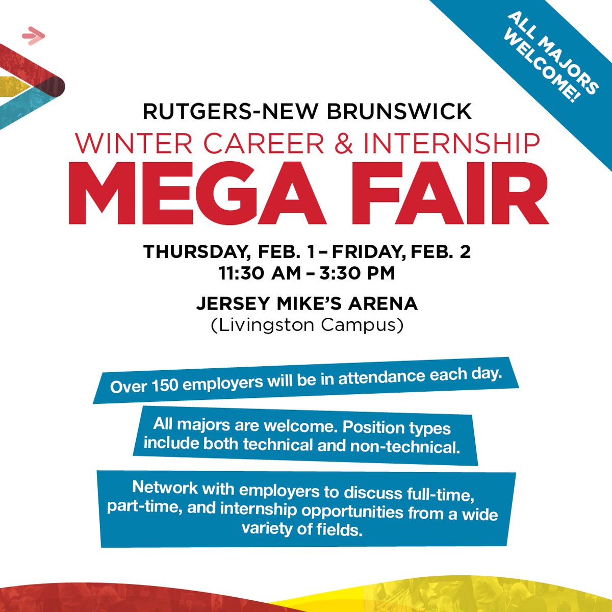 📷 Registration is now OPEN!!! 📷
The WINTER CAREER &amp; INTERNSHIP FAIR returns in person this February. 
Register Here: careers.rutgers.edu/fair 🌟
#rutgerscareers #rutgersu #rutgersuniversity #rutgersnb #rutgerspride #rutgersbrunswick #rutgersmegafair