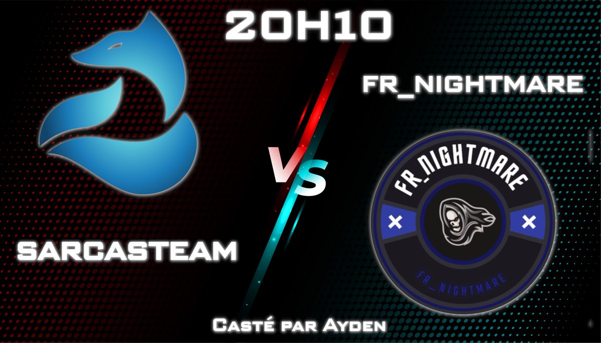Ce soir à 20h10 notre équipe SCT Malversateur va faire face aux FR_Nightmare ! 

On va leur montrer que le seul cauchemar qu'ils devraient avoir, c'est nous😈😈😈

Le match sera casté par le bon <a href="/AydenPlay/">Ayden - Little Streamer</a> 
Lien 👉twitch.tv/aydenplay