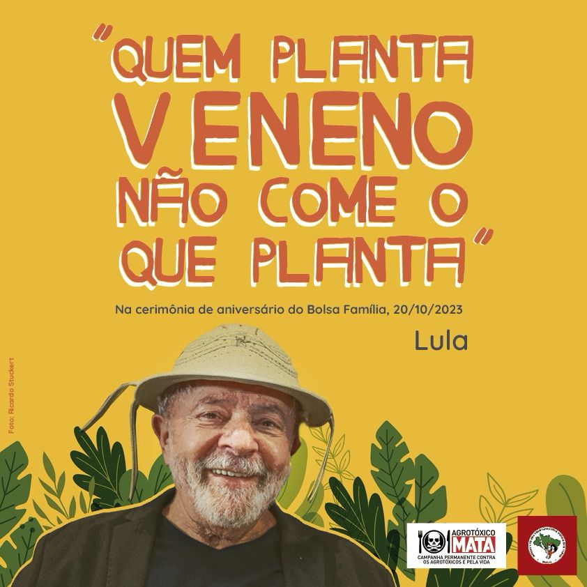 semagrotoxico's tweet photo. #VetaLula l O presidente Lula disse que “é preciso combater o uso de pesticida porque os que plantam com veneno, não comem o que plantaram”. O discurso do presidente deve estar alinhado com a prática governamental. Assim, é fundamental o #veto integral do Pacote do Veneno. https://t.co/DgUrICDWKj