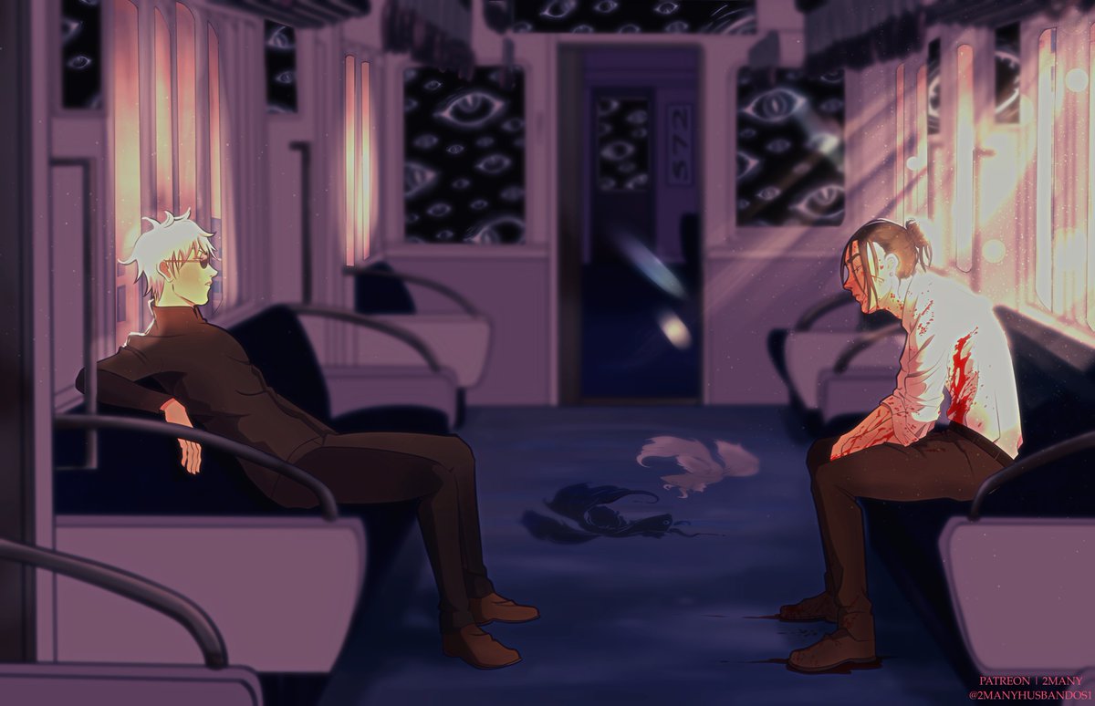 2manyhusbandos1's tweet photo. Collab with @julesjoulesetc for the @5SummersBang event, check out the fic she wrote for this art 🖤

#satosugu https://t.co/PUOIhMeEdo