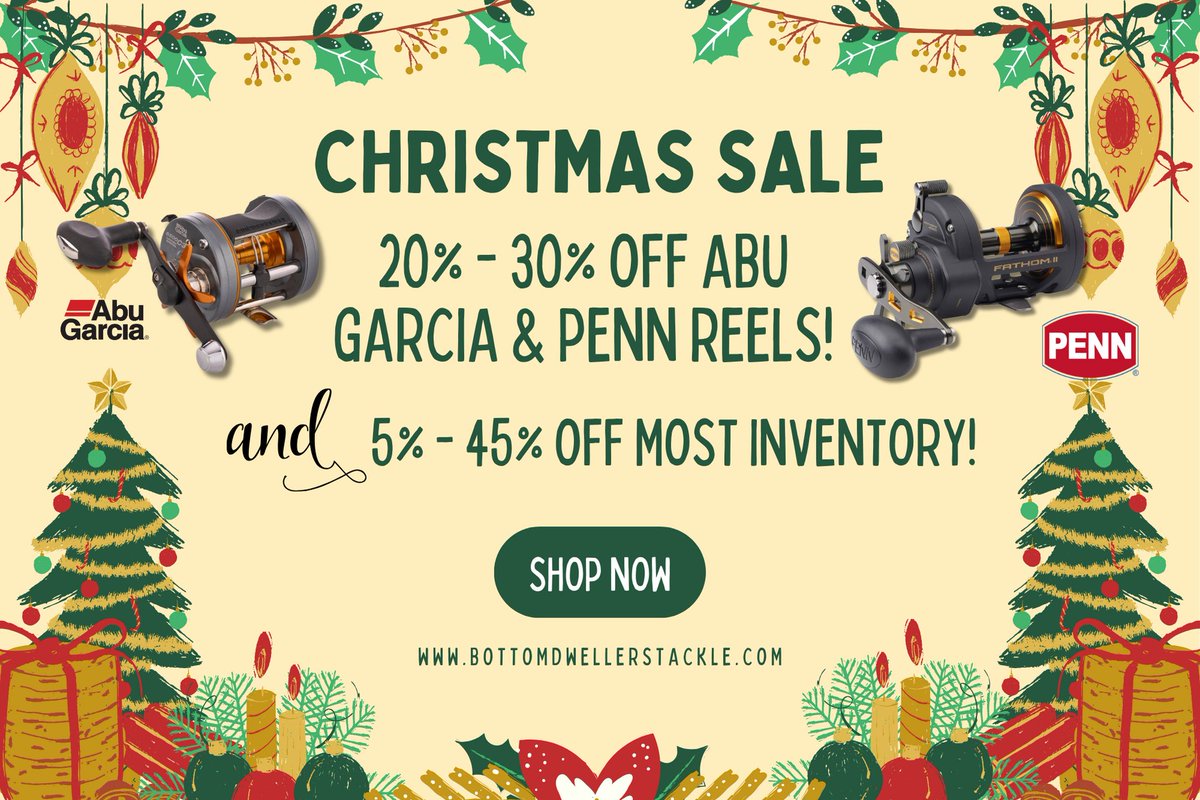 BDTackle's tweet photo. 🎄✨ Reel in the Festive Joy with Our Christmas Sale! 🎁🎣 Dive into exclusive deals on Abu Garcia &amp; Penn Reels – 20%-30% OFF! 🌟 Missed Black Friday? No worries, enjoy 5%-45% OFF on most inventory. 🛍️ 🎅🚚 #abugarciareels #pennreels 
https://t.co/Kt6XarAwHv https://t.co/anxcCLOlkV