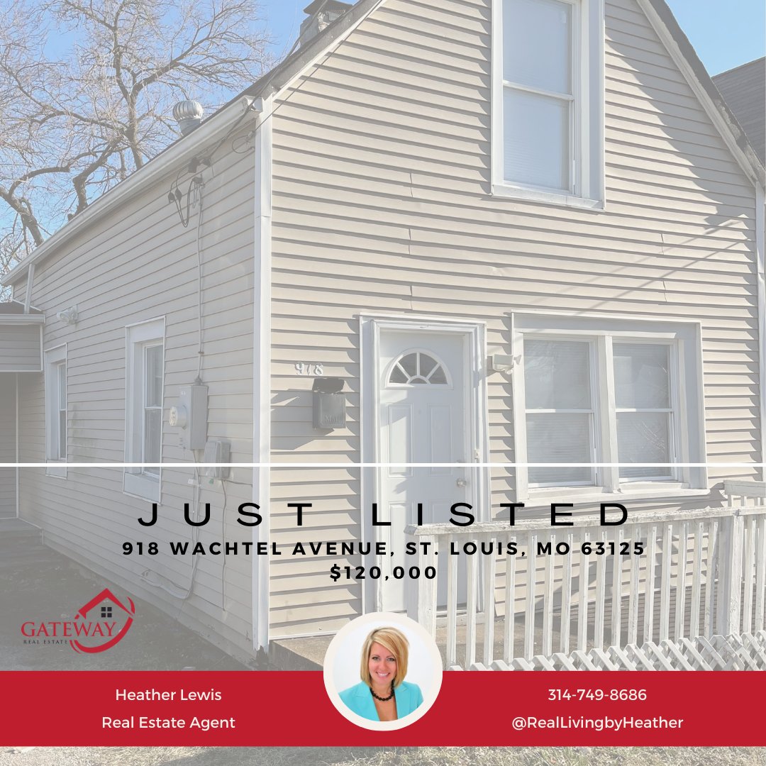 💥Just Listed 918 Wachtel Ave St Louis 63125 $120,000 2🛏️ 1🛁
📲Call/Text Heather at 314-749-8686.  Charming home is located on a quiet street & offers a huge kitchen!

#reallivingbyheather #realestate #realestateagent #forsale #justlisted #stlouiscounty  #Charming #HomeForSale