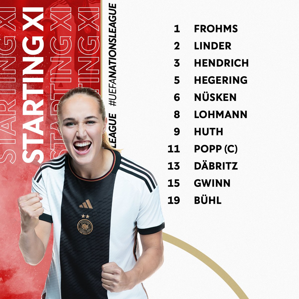 Tonight's team to face Denmark 👊 WIR #IMTEAM 🇩🇪 #GERDEN 📸 DFB/Thomas Boecker