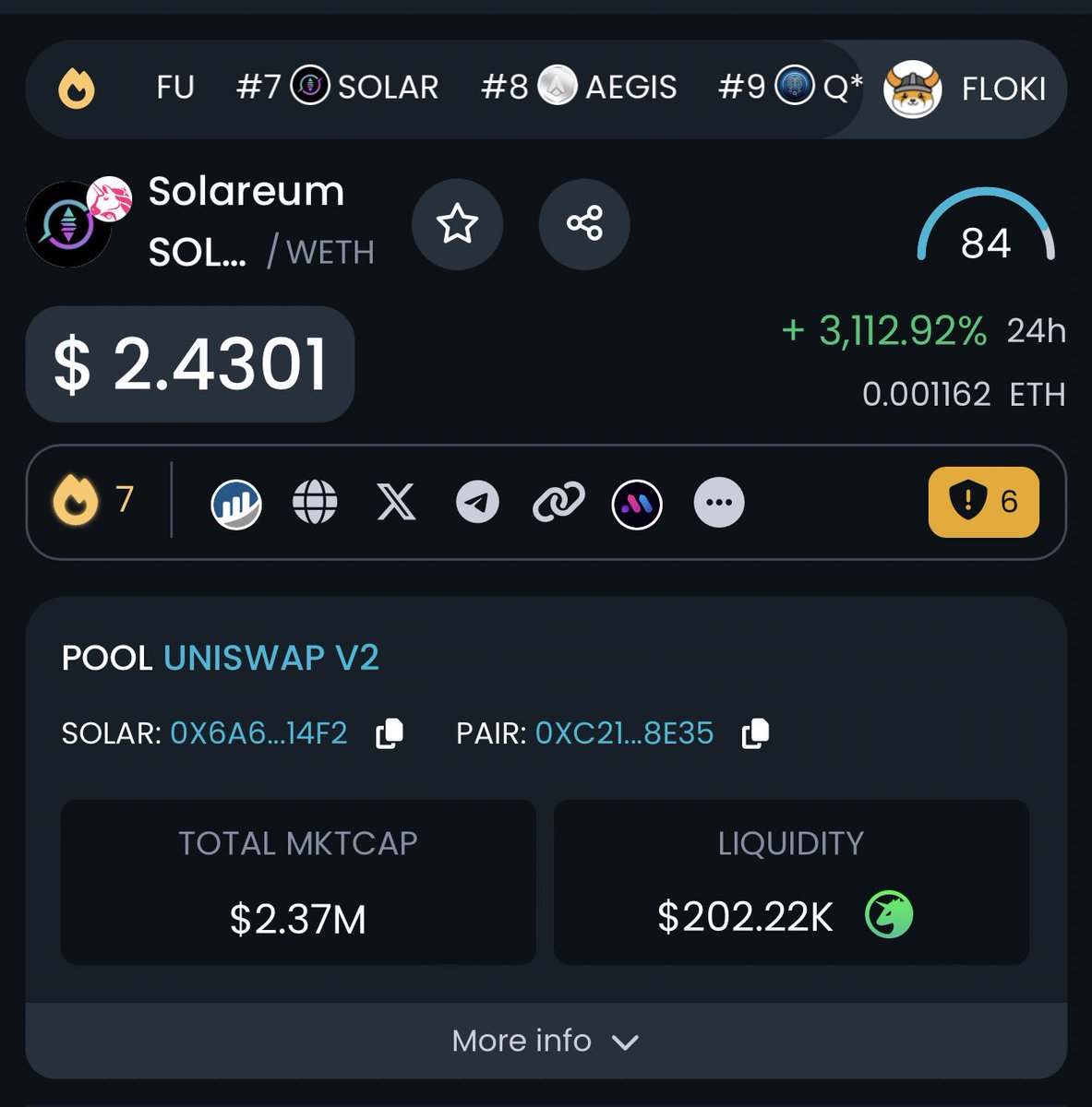 Johnnythebot_'s tweet photo. $SOLAR is now trending on @DEXToolsApp!
This will serve as our stepping stone to kick off new highs! Do not fade anons.
#Solareum #SolareumBot https://t.co/eyRJoZRgUC