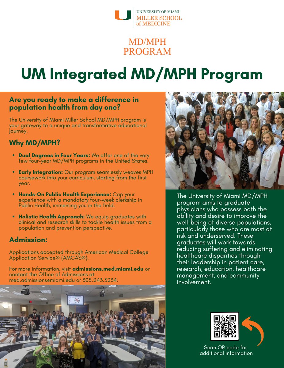 UMMDMPH's tweet photo. Did you know about the incredible opportunities offered by the University of Miami Miller School integrated MD/MPH Program? #FutureMDMPH #UofMMedSchool #ummdmph https://t.co/N5uM5yGQ88