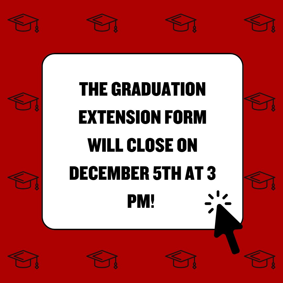 Are you graduating this December? You are eligible to apply for an extension to stay in your room until December 16th at 10 am.

Don't miss out, this form will close on December 5th!⌛