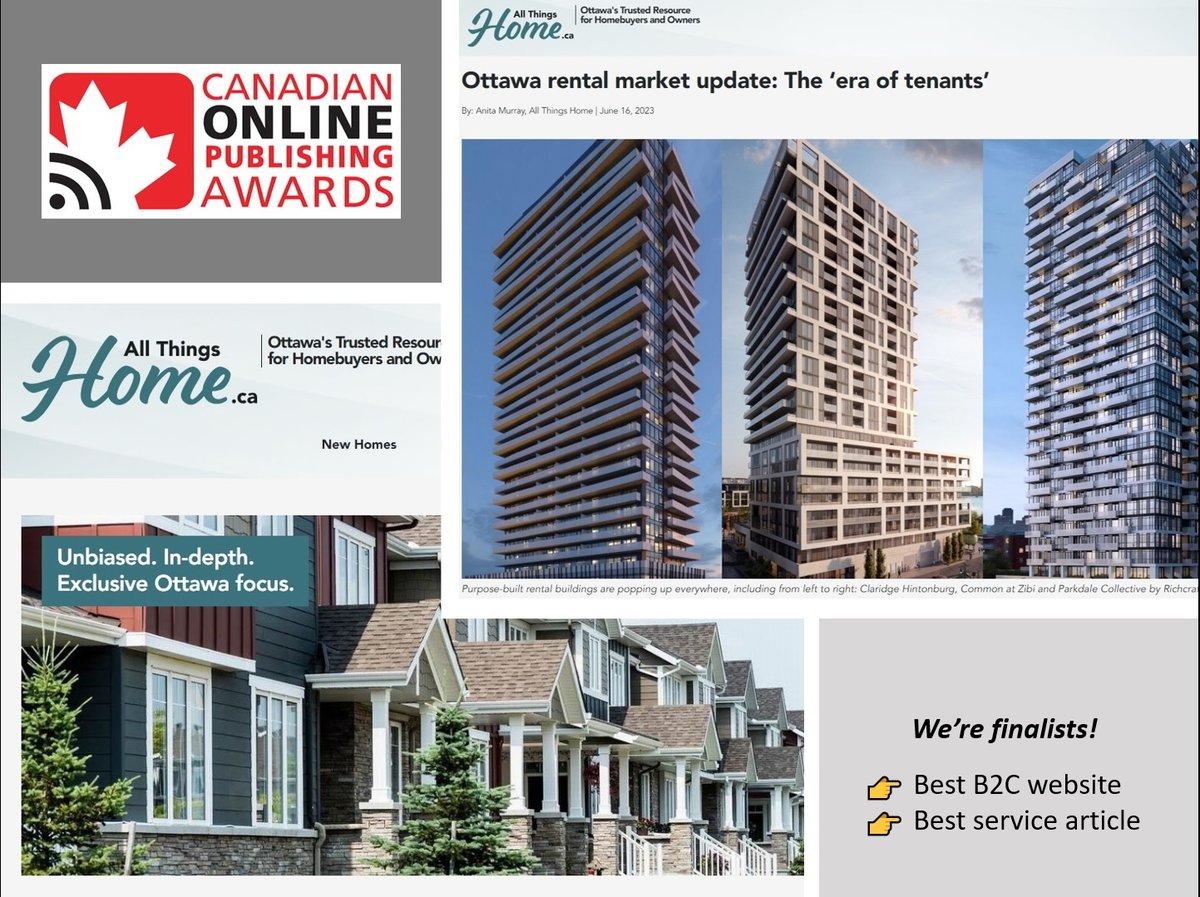 Woot! Woot!
The list is out and <a href="/allthingshomeot/">All Things Home</a> has been named a finalist for 2 COPA awards (Canadian Online Publishing Awards)!
👉Best B2C website
👉Best service article for our deep dive into the #Ottawa rental market: bit.ly/3NFwOgE
Great way to end the week!