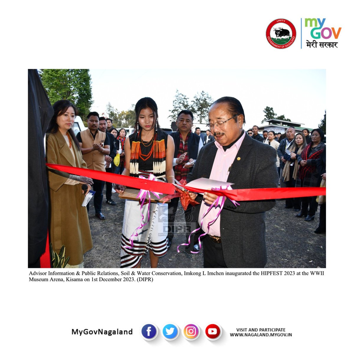 MyGovNagaland's tweet photo. Advisor Information & Public Relations and Soil and Water Conservation, Imkong L Imchen inaugurated the #HIPFEST 2023 themed Nature’s Canvas-Celebrating the beauty of Nagaland at the WWII Museum Arena, Kisama on 1st December 2023.
@dipr_nagaland https://t.co/2nD3KlNGUR