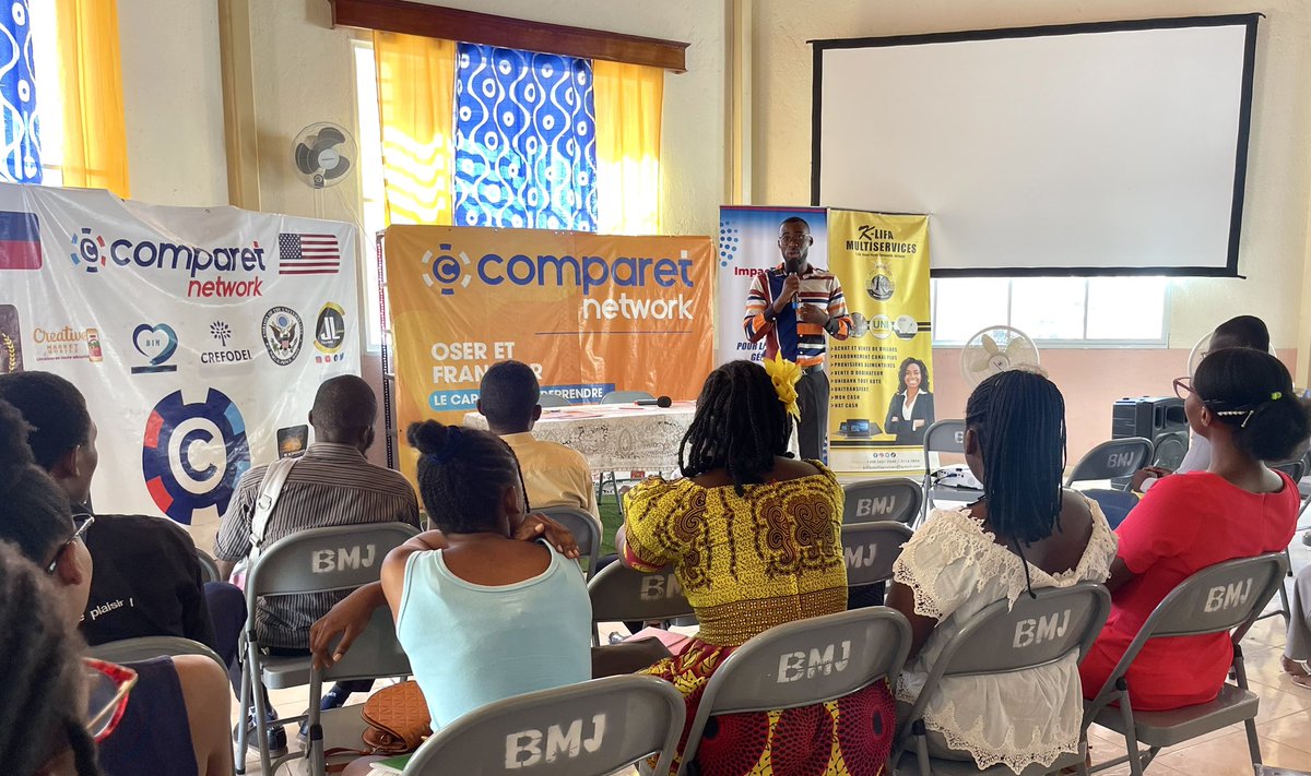 MackchenderB's tweet photo. Nan 4èm edisyon kongrè Comparet nan vil Jeremi, dimanch kite 26 novanm 2023 a, mwen te kontan echanje 2 mo ak patisipan yo epi prezante Impactech .
Bravo ak tout Ekip Comparet a pou reyalizasyon bèl evènman sila. 👏🏾👏🏾👏🏾

#comparetnetwork #ImpacTech #technology #youthempowerment https://t.co/DyJUmmBmMY