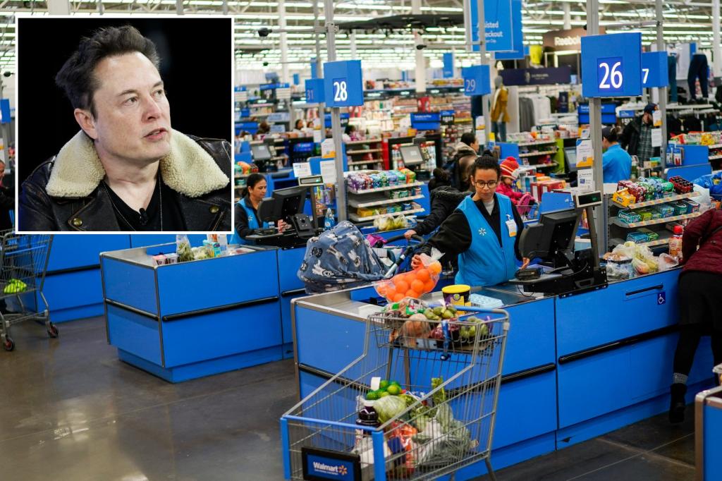 nypost's tweet photo. Walmart becomes latest firm to pull advertising on Elon Muskโs X https://t.co/UdX79HbvZV https://t.co/8rIa6l2xuR