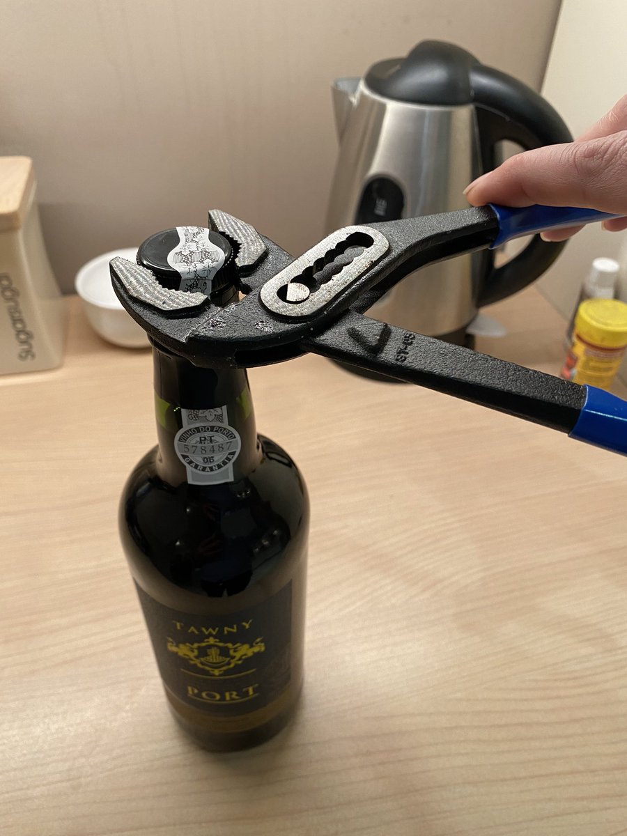 davidmjwilliams's tweet photo. Dear @sainsburys … There may be a production issue with your own-brand Tawny Port. This is the second bottle in a row where the cork was so tight I’ve needed to use a plumber’s wrench! No problem for me, but old people (or those with a less well equipped toolbox) would struggle. https://t.co/HjovAkrQ8O