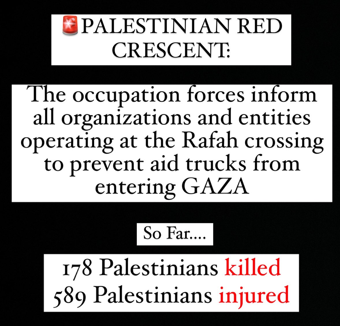 missfalsteenia's tweet photo. Zero aid will be entering Gaza. https://t.co/RvM4LJu1tJ