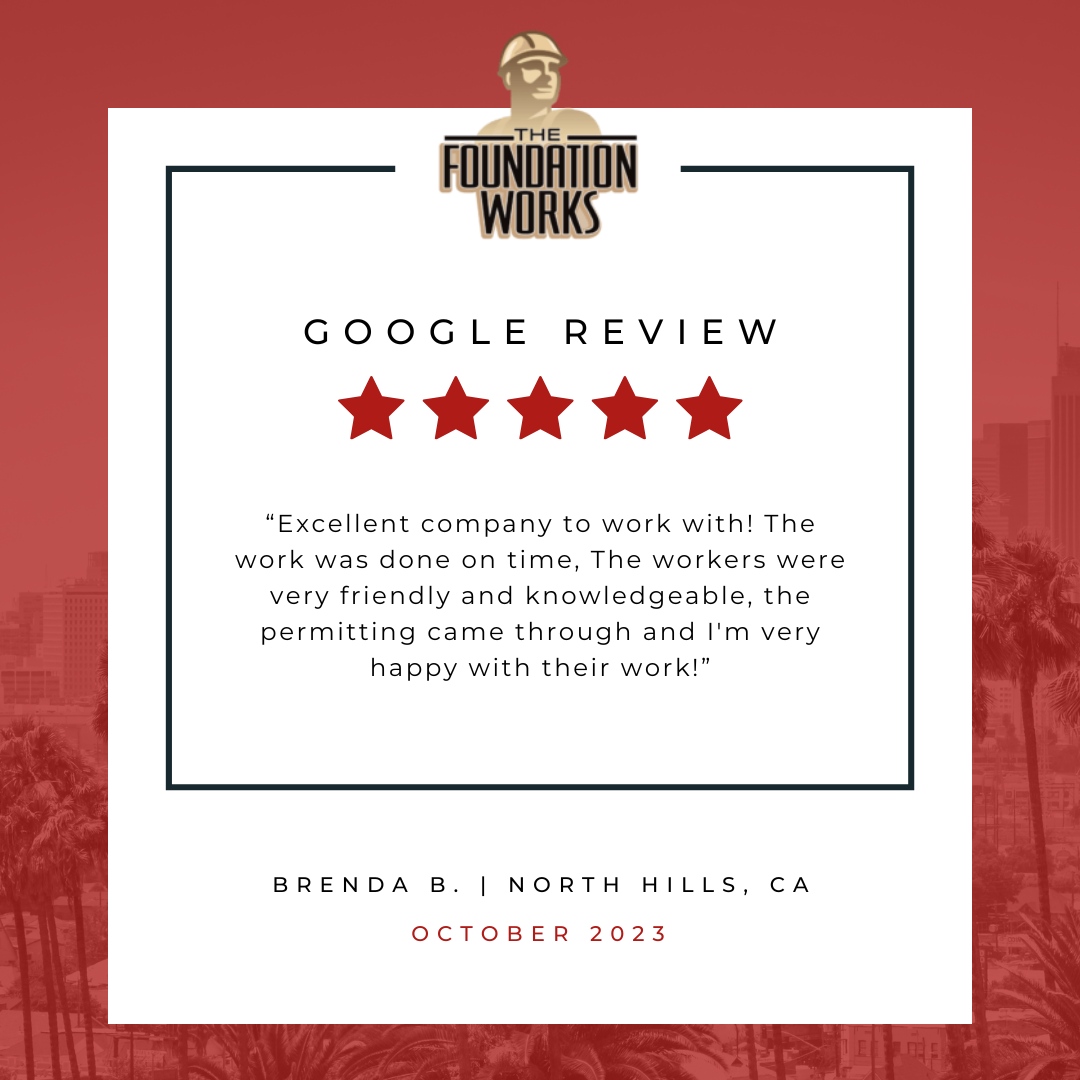 TFWSoCal's tweet photo. ❤️ Client Love ❤️ Swipe left for a few recent client reviews from Google. Want 5-star treatment too? Schedule an inspection for any of the following needs: 

✨ Foundation Repair &amp; Replacement
✨ Slab Concrete Repair 
✨ Earthquake Retrofits 
✨ Permit-friendly ADU Floorplans https://t.co/gv6BkGrW1e