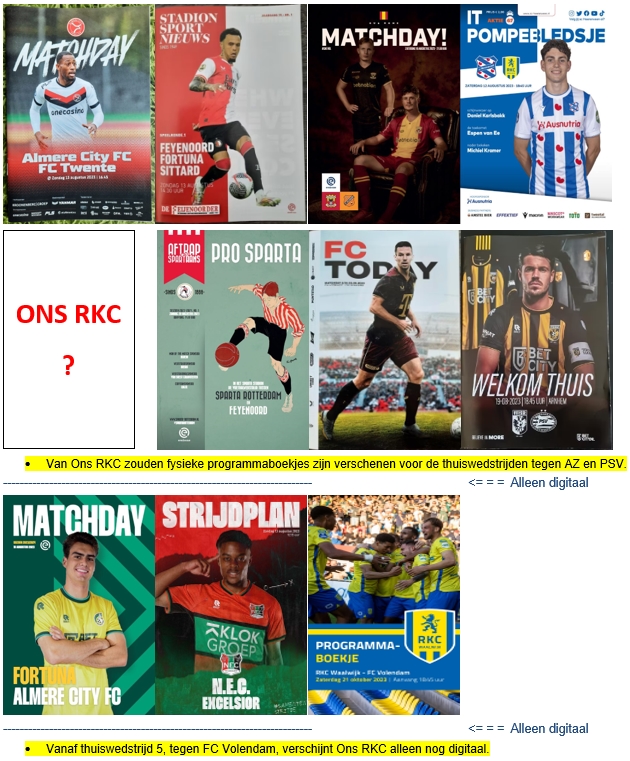 DProgrammeclub's tweet photo. In @eredivisie season 23-24, 10 clubs keep the tradition of producing matchday programmes π
@AlmereCityFC/@DeFeijenoorder/@GAEagles/@scHeerenveen/@SpartaRotterdam/@fcutrecht/@MijnVitesse & only digital => @FortunaSittard/@necnijmegen & @RKCWAALWIJK β½οΈποΈπ #programmaboekjes https://t.co/nHzvocvSqj