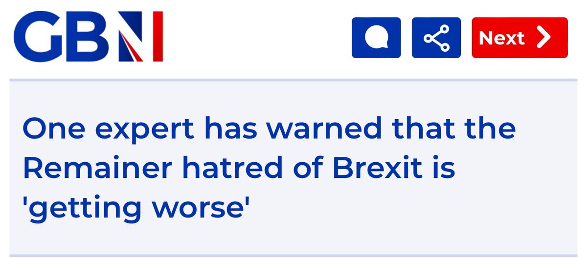 Well blow me down with a feather, @GBNEWS has reported something accurate! Of course animosity towards #Brexit is increasing as Brexit makes life for British 🇬🇧 worse!