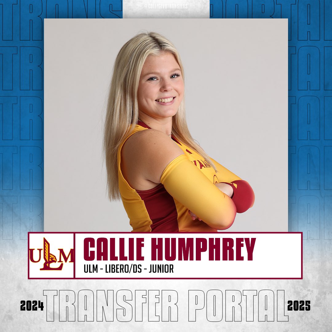 𝗜𝗻 𝗧𝗵𝗲 𝗣𝗼𝗿𝘁𝗮𝗹

✏️: Callie Humphrey
🏐: Libero/DS
🎓: Junior
📍: ULM

#CollegeVBTransfers | #NCAAWVB