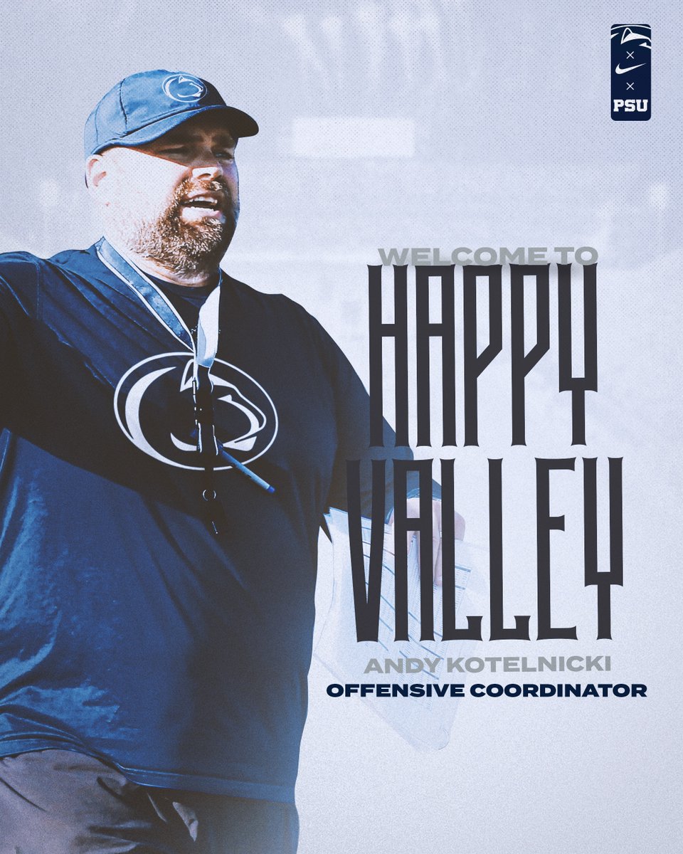 PennStateFball's tweet photo. We got our guy. 🤝

Welcome to Happy Valley, Coach @Kotelnicki! 

#WeAre | https://t.co/6zLQaBIAWg https://t.co/xAlC2gwbn6