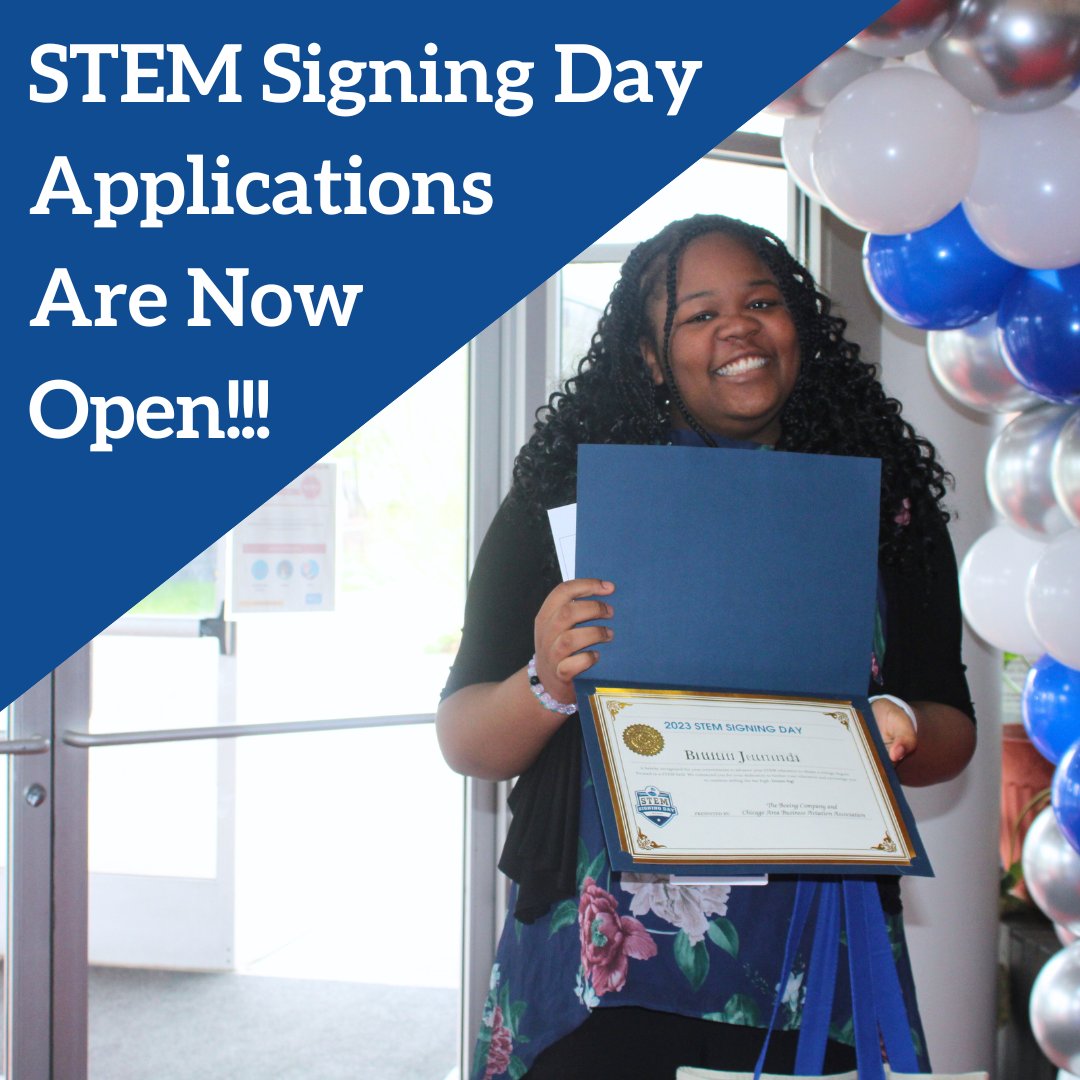Calling all Chicago Public School seniors! The Boeing STEM Signing Day Scholarship application is now live!!! If you are a graduating senior pursuing a post-secondary degree in STEM, go to awards.projectexploration.org to learn more and apply! #STEMSigningDayChi