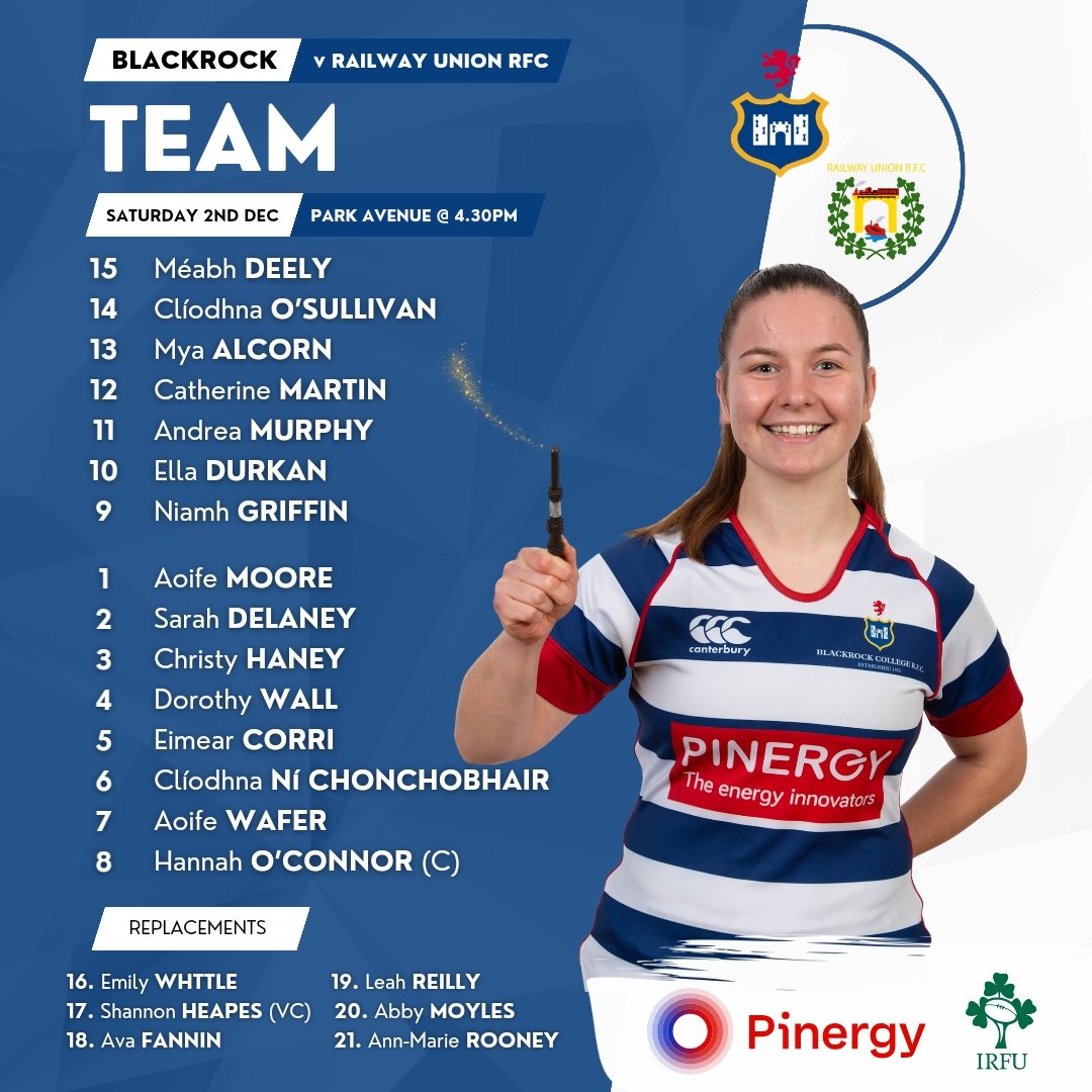 𝘼𝙄𝙇 𝙏𝙀𝘼𝙈 𝙉𝙀𝙒𝙎 🗞️
It's a Dublin Derby Double tomorrow! We take on Railway Union in both the AIL and Leinster Division 1. 
Here's our AIL side who kick off tomorrow at 4.30pm in Sandymount. 
#RockRugby #Pinergy #PoweringTheDifference 🔴🔵