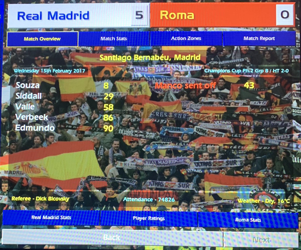 appleshampoo182's tweet photo. ‘The goals finally flow as we put Roma to the sword. My post match team talk involves me shouting ‘more of that, more of that, more of that!’ &amp; flapping my arms like a parrot having a heart attack’ #cm0102 https://t.co/GrheraCady