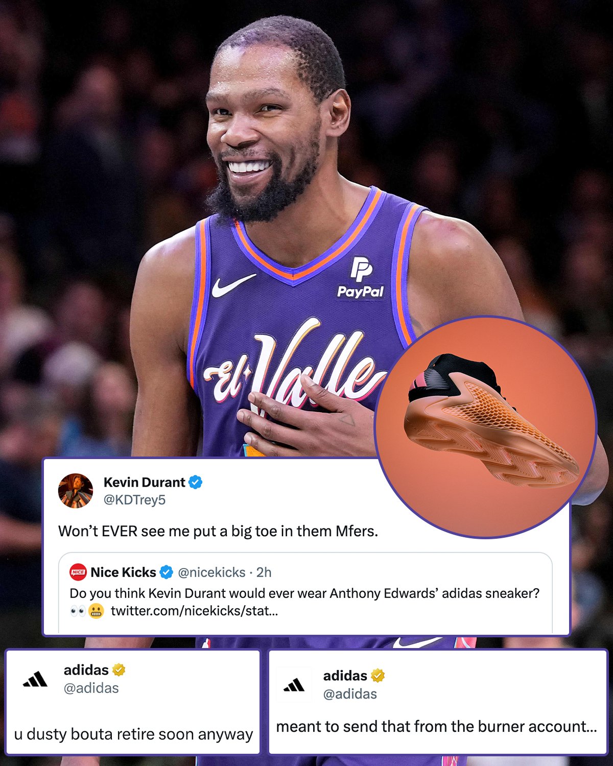Sports Illustrated on X Adidas posted then deleted a savage tweet ripping Kevin Durant https t In69eEaJXl https t ixl75K5cYk X