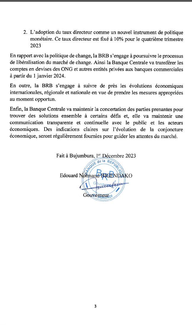 IntumwaNews's tweet photo. Déclaration de la @BankiNkuru sur la politique monétaire #Burundi https://t.co/Yi6JhTUx26