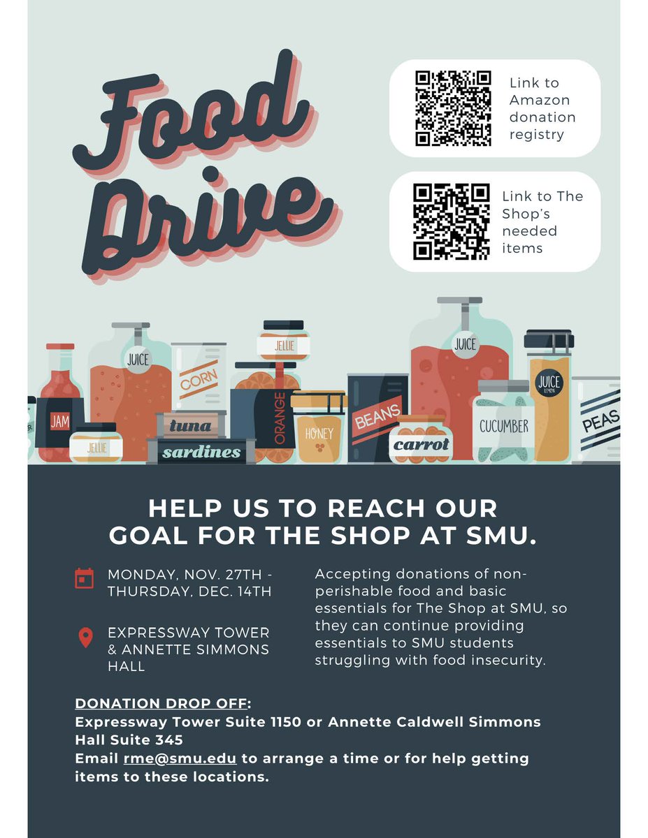 Research in Math Edu (@rme_smu) on Twitter photo Join RME and The Simmons School of Education this Holiday Season and consider donating to The Shop at SMU. All donations will go toward students who struggle with food insecurity. Use the flier below to help spread the word and donate! #HolidayCheer #theshop #RME #SMU <a href="/smusimmons/">SMU Simmons School</a> Join RME and The Simmons School of Education this Holiday Season and consider donating to The Shop at SMU. All donations will go toward students who struggle with food insecurity. Use the flier below to help spread the word and donate! #HolidayCheer #theshop #RME #SMU <a href="/smusimmons/">SMU Simmons School</a>