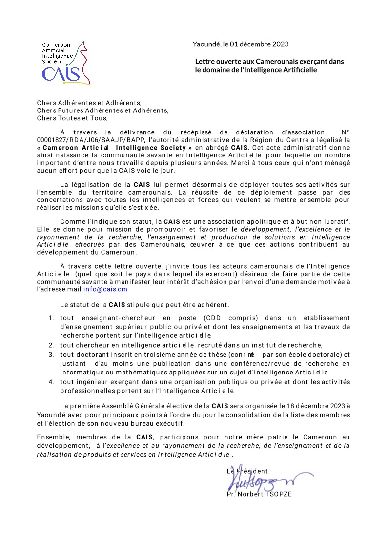 melatagia's tweet photo. Cameroon Artificial Intelligence Society #CAIS #AI #Cameroon https://t.co/DNTZbf5I3m